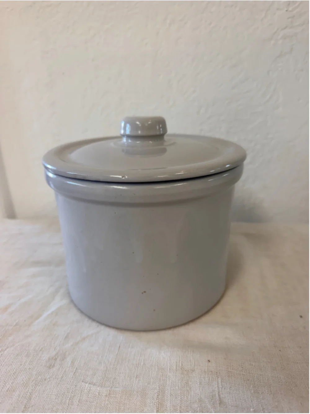 Antique T Pott Ambrosial Tidbits Stoneware Crock Lid Blue Advertising
